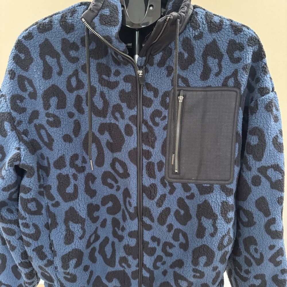 Sweaty‎ Betty Out Of The Woods Blue Black Size XS Leopard Full Zip Fleece Jacket - Picture 4 of 7